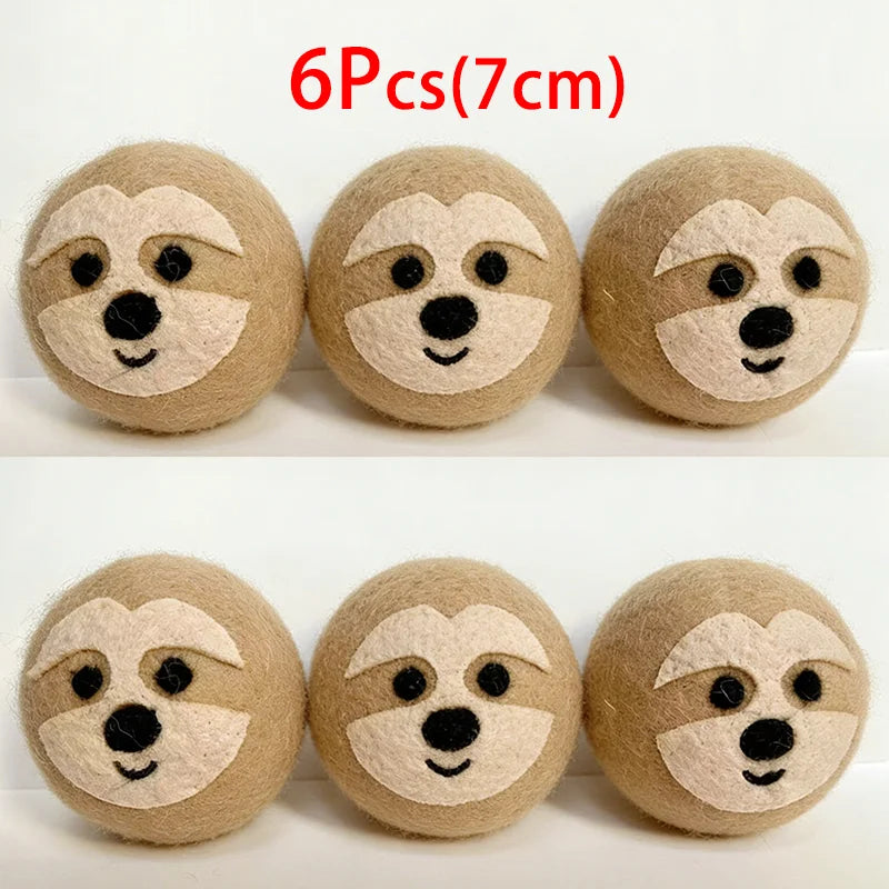 6Pcs XL size Reusable Wool Dryer Balls Clothes Softener Laundry Fleece Dryer Ball Kit Home Clothes Dryer Washing Machine Peaceful Pleasures Health and Wellness 6PCS Brown Sloth-Cot
