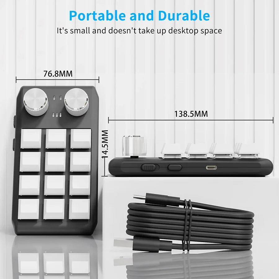 12-Key Macro Mechanical Keyboard Bluetooth 2.4G 3-Mode Macropad