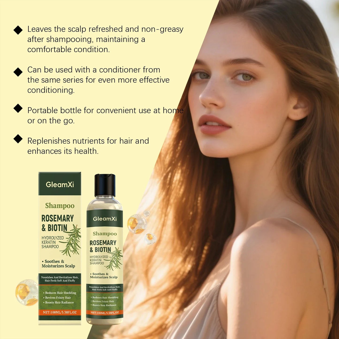 Gleamxi Rosemary Biotin Shampoo – Thickening & Volumizing
