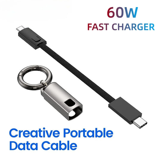 PD 65W USB-C to USB-C Keychain Fast Charging Cable 10cm USB-C Charging Cable Peaceful Pleasures Health and Wellness