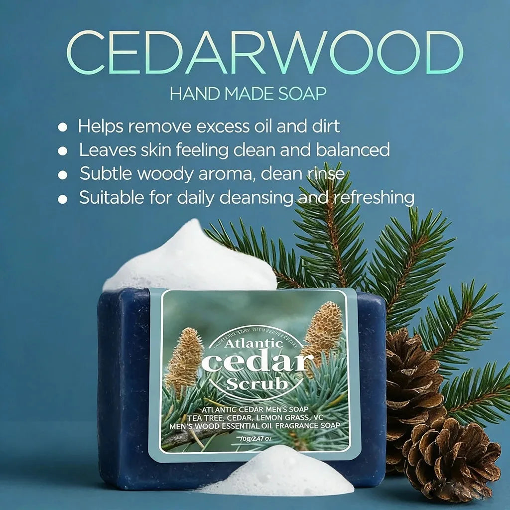 Men's Cedar Essential Oil Handmade Soap – Face & Body Bar