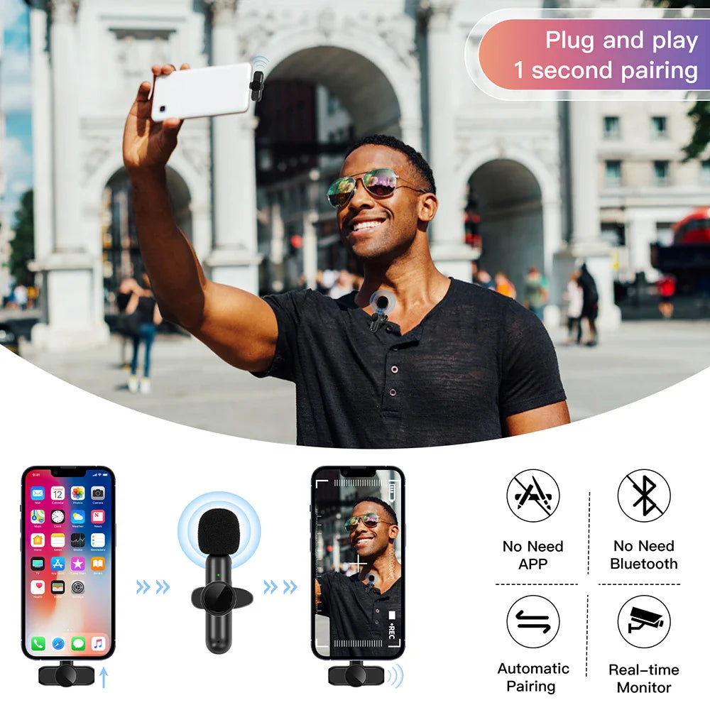 Wireless Dual Lavalier Mic Kit for iPhone, Android & PC