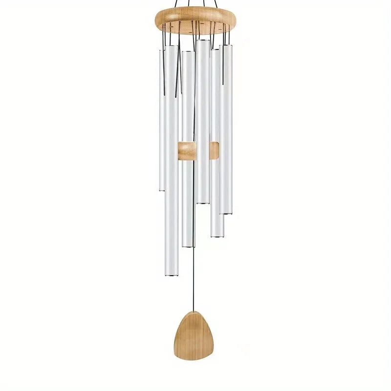 [25" Deep Tone Aluminum Chimes] "Etherial" 25" Deep Tone Aluminum Wind Chimes - Perfect For Porch & Garden Decor Peaceful Pleasures Health and Wellness Silvery