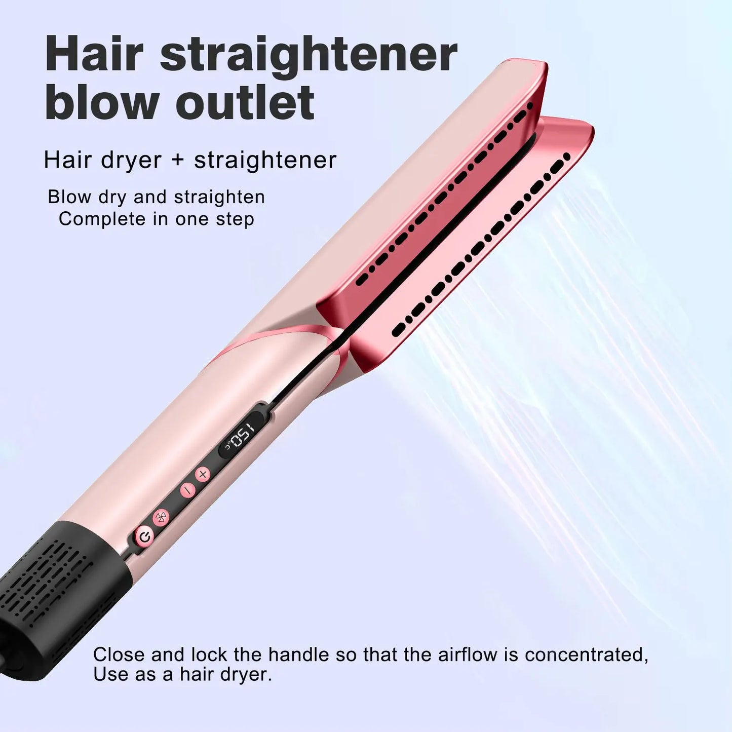 2 in 1 Hair Straightener & Hair Dryer Negative Ion Hair straightener Dry wet use High-Speed Brushless Motor Straightening Brush Peaceful Pleasures Health and Wellness
