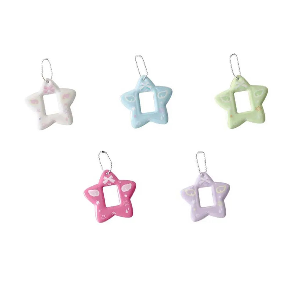 With Keychain Mini Photocard Holder Star Pendant PVC Card Cover ID Photo Photocard Frame Idol Photo Card Korean Ins Style Peaceful Pleasures Health and Wellness