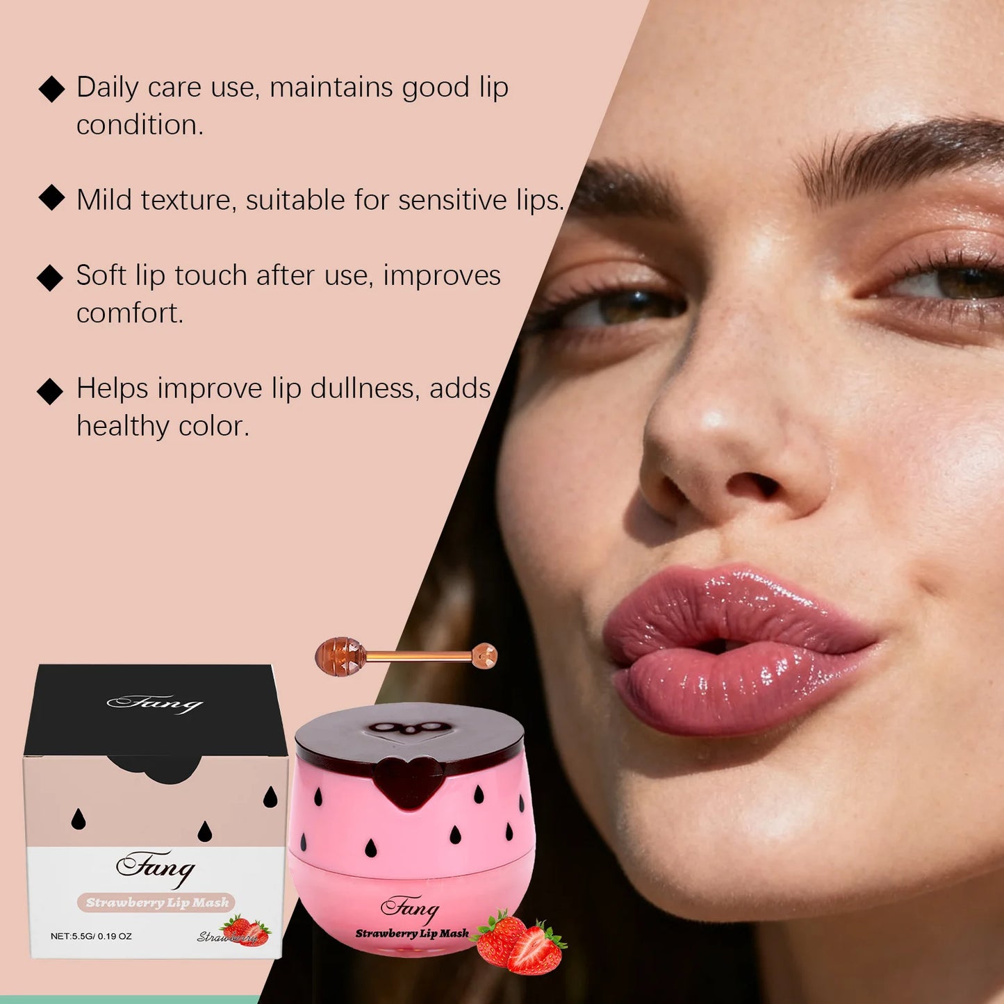 Lip Sleep Mask Night Sleep Moisturizing Lip Gloss Bleach Cream Exfoliating Fade Lip Lines Strawberry Honey Nourishing Lip Care Peaceful Pleasures Health and Wellness