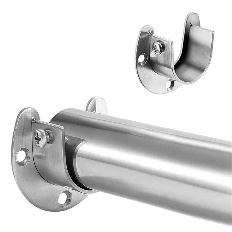 1Pc Stainless Steel Flange Seat Wardrobe Hanger Rod Tube Hook Fixed Support Bracket Seat Fixing Hardware Accessories Curtain Rod Peaceful Pleasures Health and Wellness