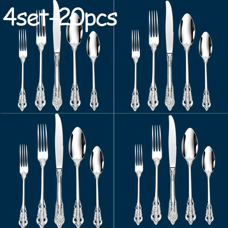 Gold Plated Stainless Steel Cutlery Set – Knife, Fork & Spoon