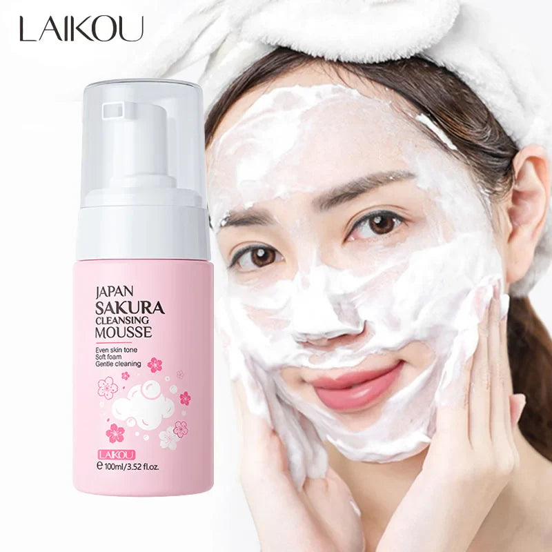 LAIKOU Sakura Cleansing Mousse – Pore Minimizing Facial Cleanser
