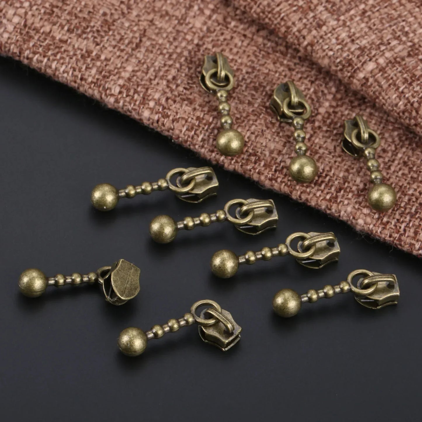 20Pcs 21mm Antique Bronze Metal Zipper Sliders | DIY Repair