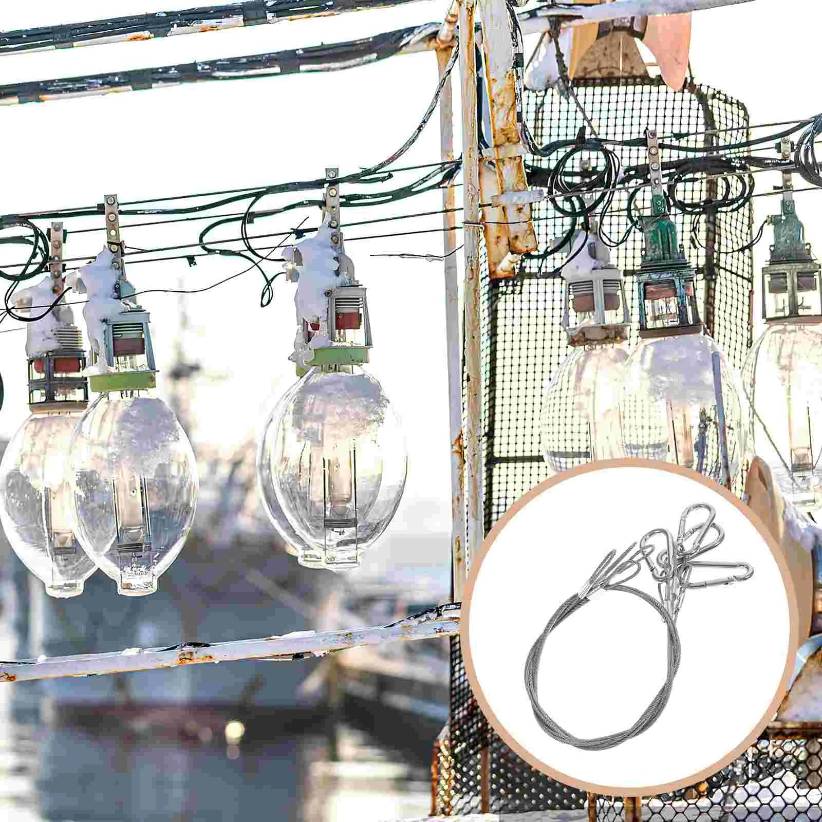 4Pcs Buckle Safety Cable Lock Stainless Steel Locks Thin Hooks Ropes Multi-function Chain Load Duty Cable Rope for Light Peaceful Pleasures Health and Wellness
