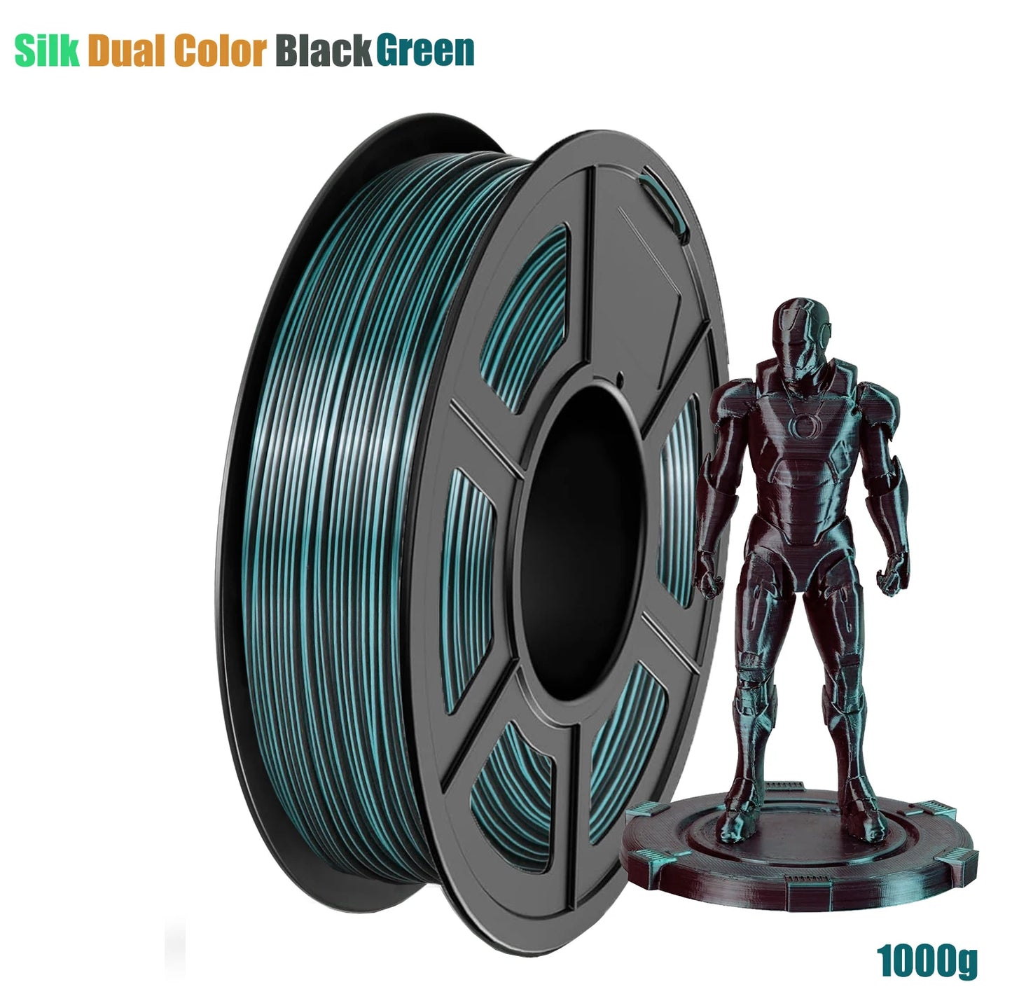 Silk Dual Color PLA Filament 1.75mm Bicolor Two-Tone 3D Print