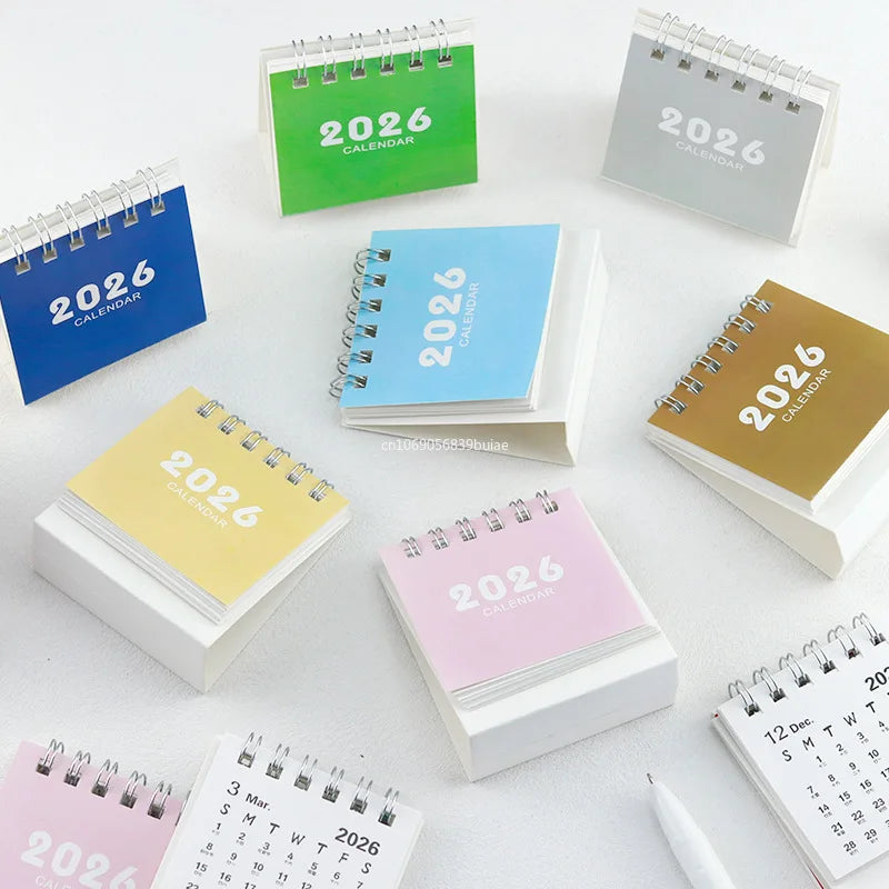 2026 Mini Simple Calendar Desk Calendar Creative Coil Calendar Planner Desktop Decorations Office Stationery Learning Planner Peaceful Pleasures Health and Wellness