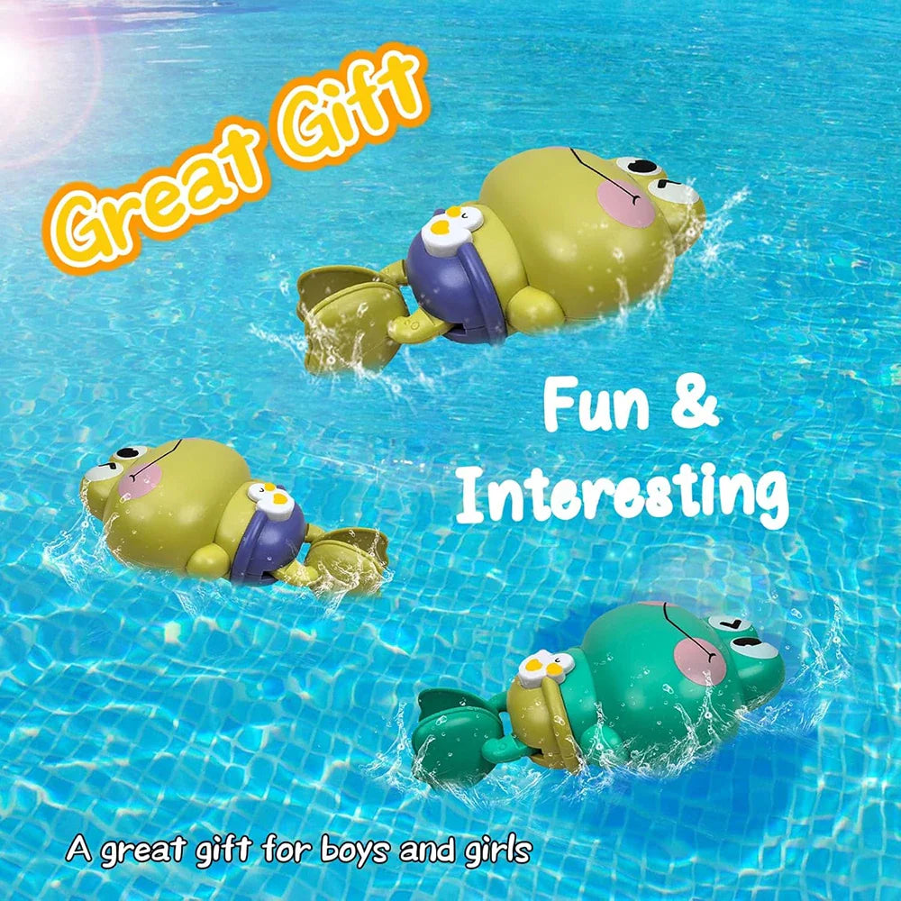 Wind-Up Frog Bath Toys – Floating Clockwork Swimming Frogs