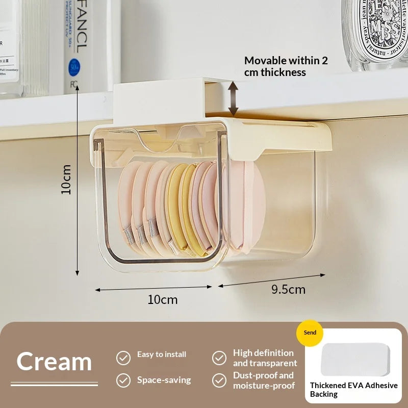 Space Saving Under Mirror Cabinet Drawer Organizer Transparent Storage Box for Bathroom Cosmetics Cotton Pads Lipstick Swabs Peaceful Pleasures Health and Wellness S White