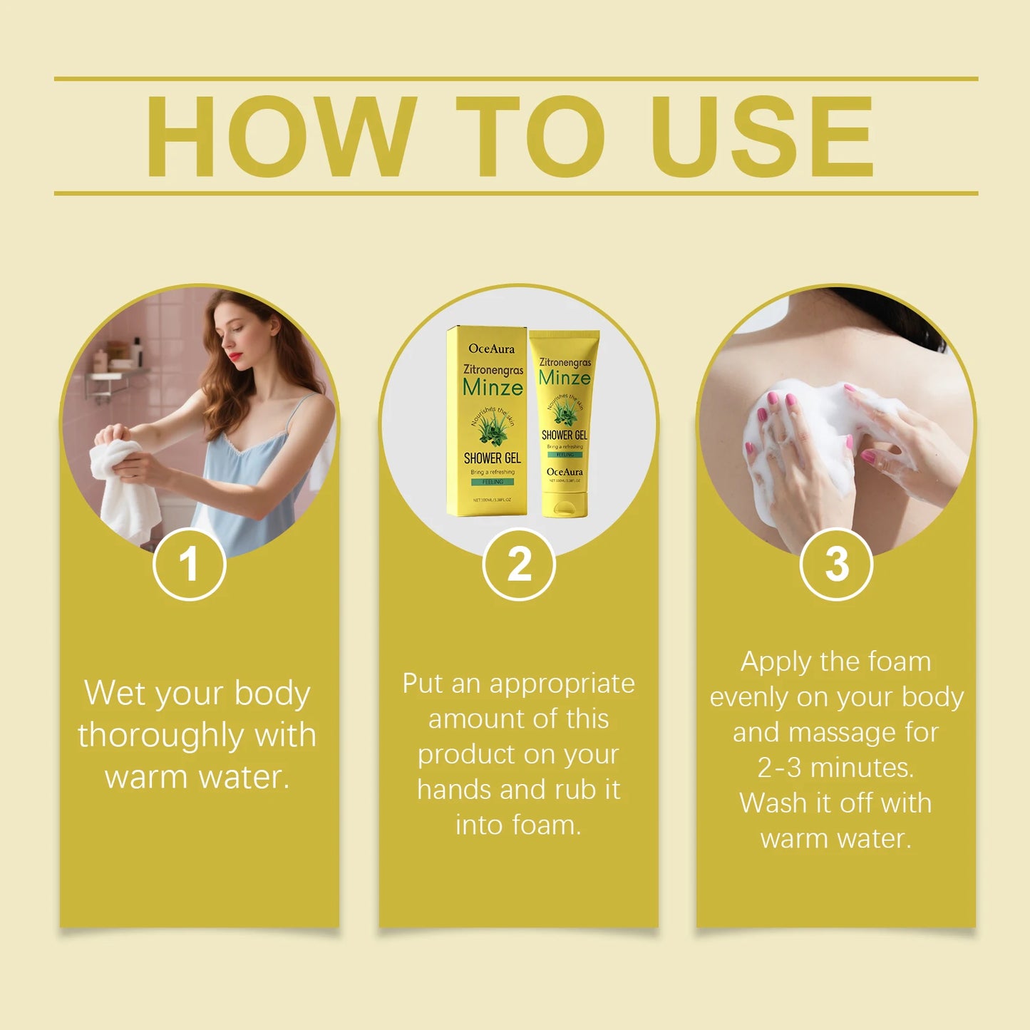 OceAura Lemon Exfoliating Shower Gel | Deep Clean & Oil Control