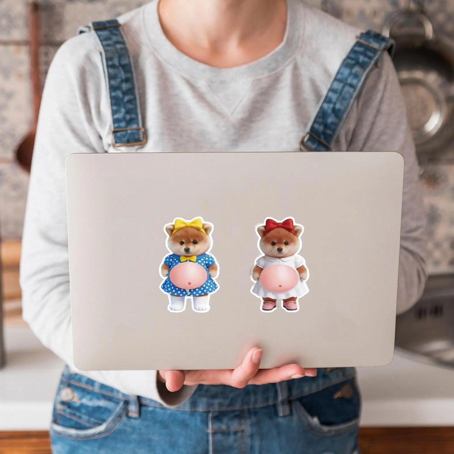 3D Shiba Inu Squeeze Stickers – Soft Belly Sensory Decals 2pcs