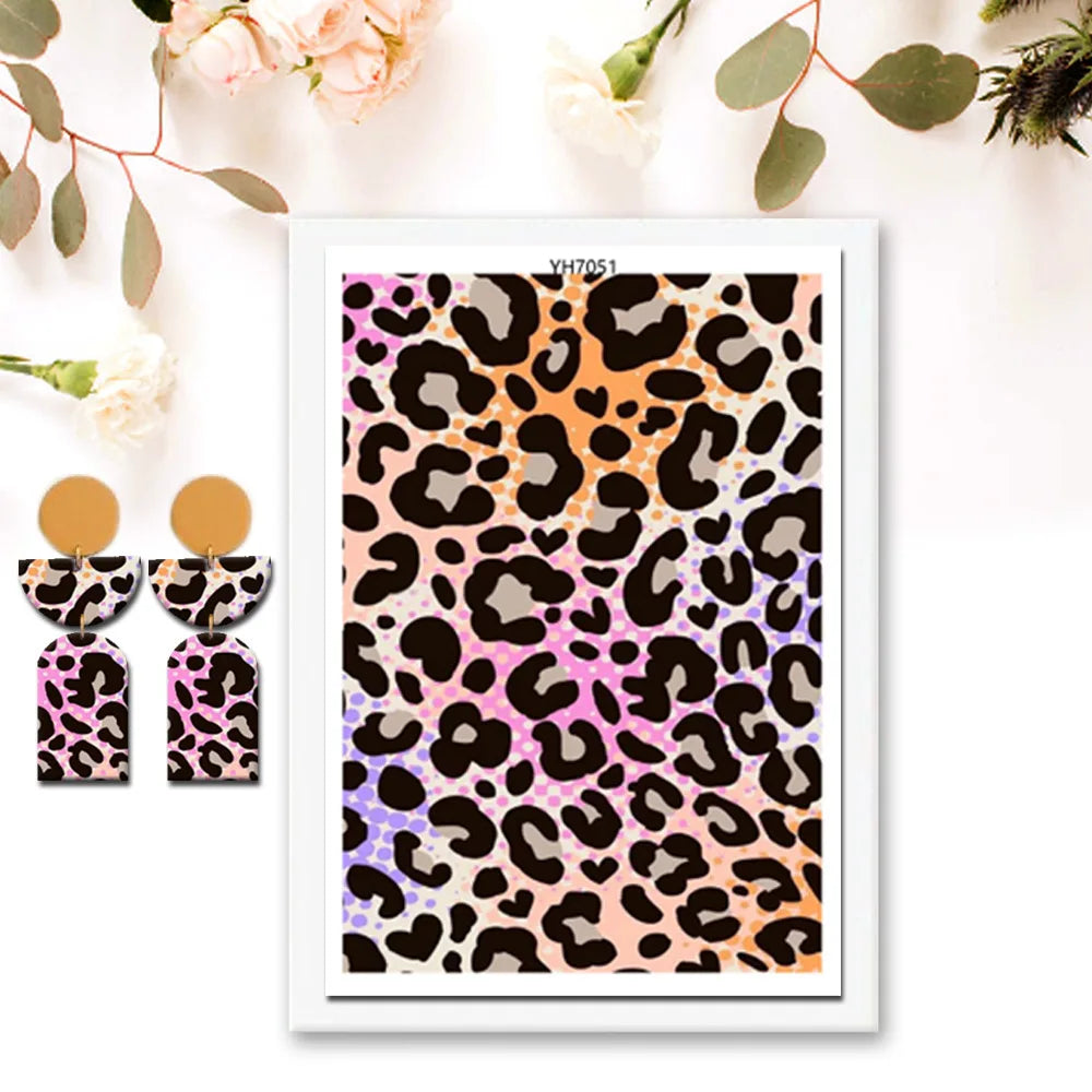 Leopard Print Water Transfer Paper for Polymer Clay Jewelry Making