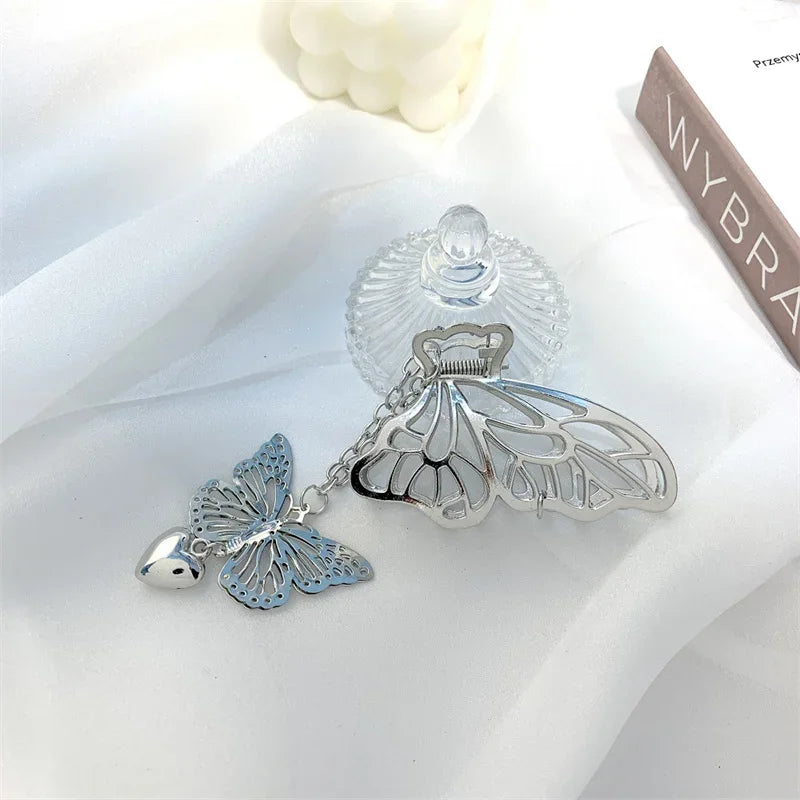 Hollow Butterfly Tassel Hair Clips – Vintage Gold Metal Pins