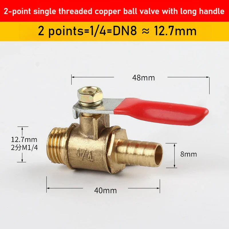 Brass Ball Valve Hose Adapter 1/4" Quick Connector | Garden Irrigation