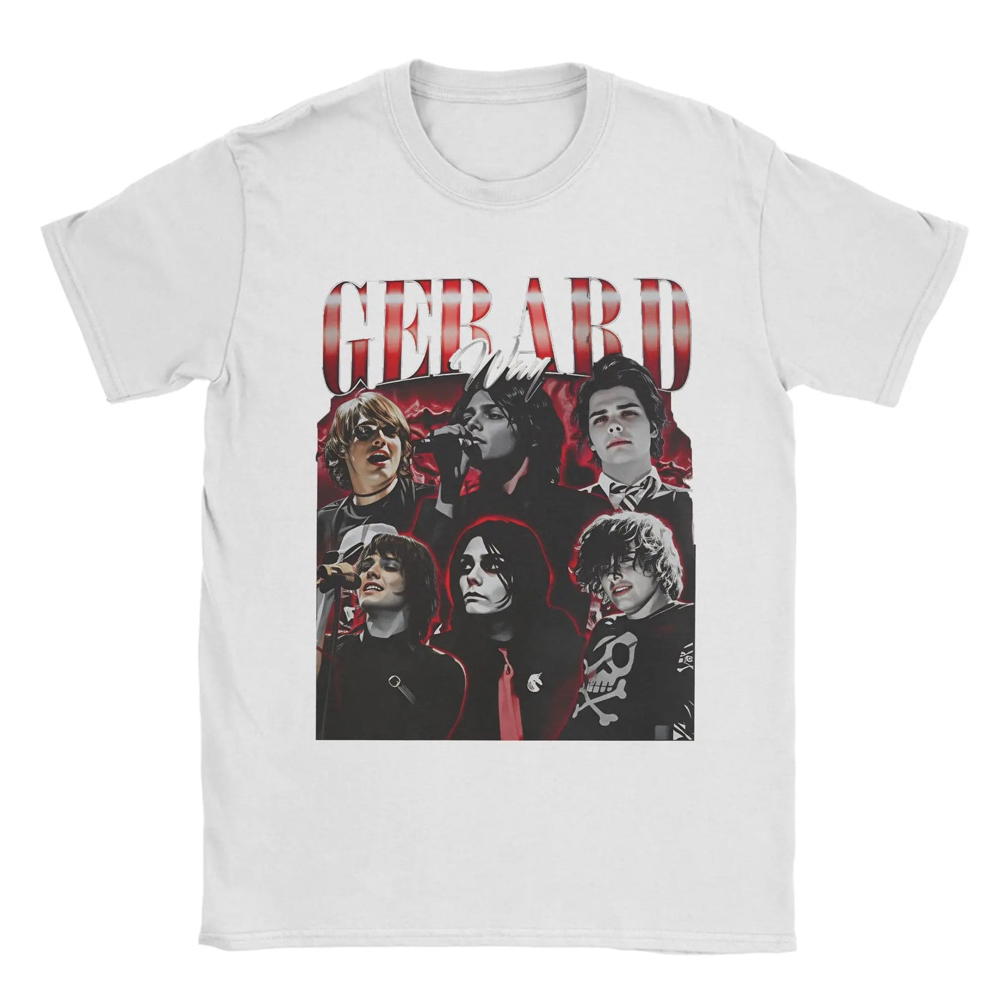 Men's Gerard Way T Shirt 100% Cotton Tops Novelty Short Sleeve Round Neck Tees Adult T-Shirts Peaceful Pleasures Health and Wellness WHITE 5XL