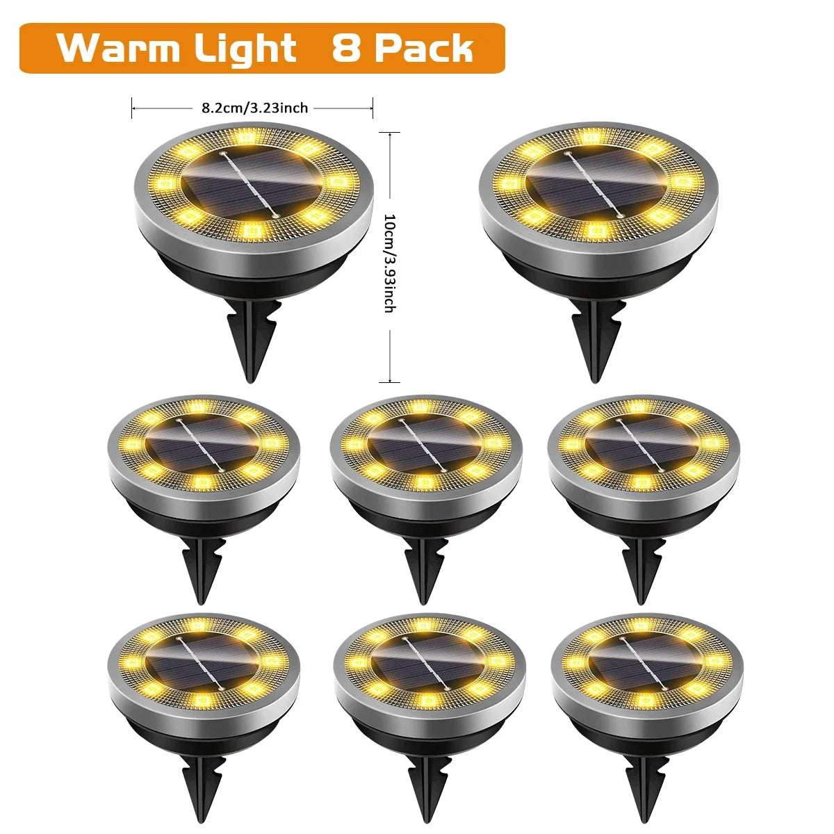 Solar Ground Lights IP65 Waterproof – 8 LED Outdoor Landscape