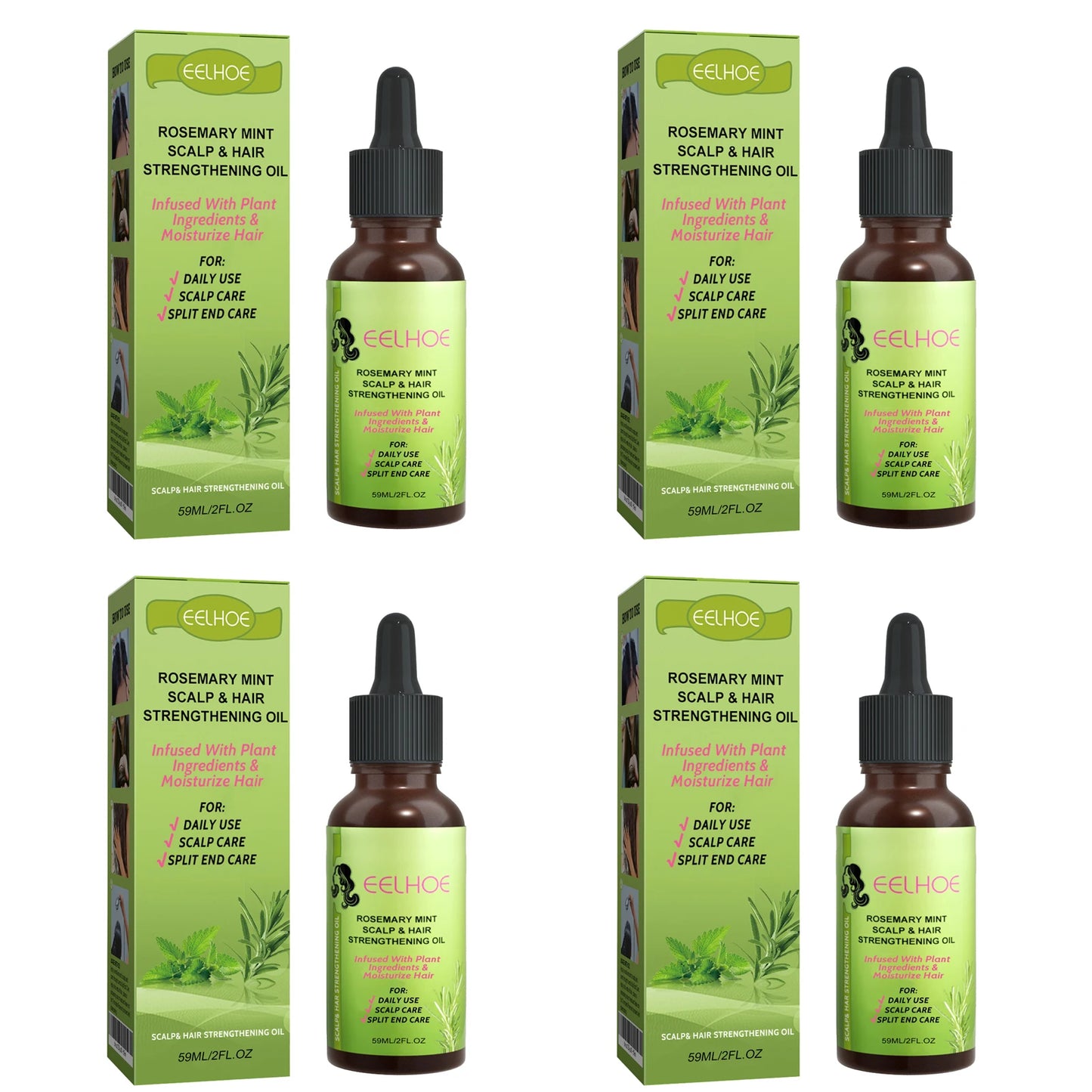 EELHOE Scalp & Hair Strengthening Oil – Repair & Dandruff 59ml Scalp & Hair Oil Peaceful Pleasures Health and Wellness 4 x 59ml Boxed