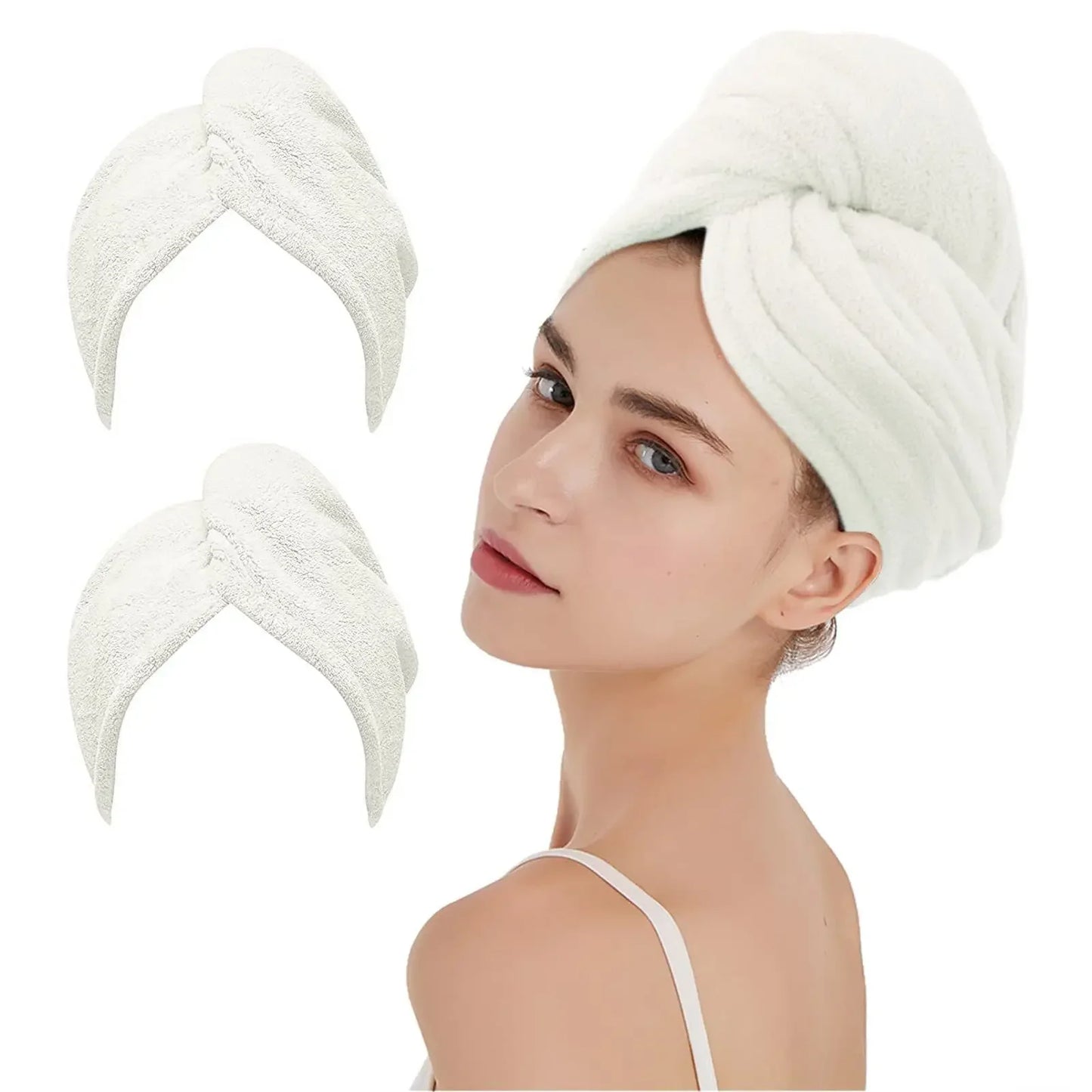 Microfiber Hair Towel, Turbans for Wet Hair, Drying Wrap Towels, Anti Frizz for Curly Women Girls, 65*25 Cm Peaceful Pleasures Health and Wellness WHITE