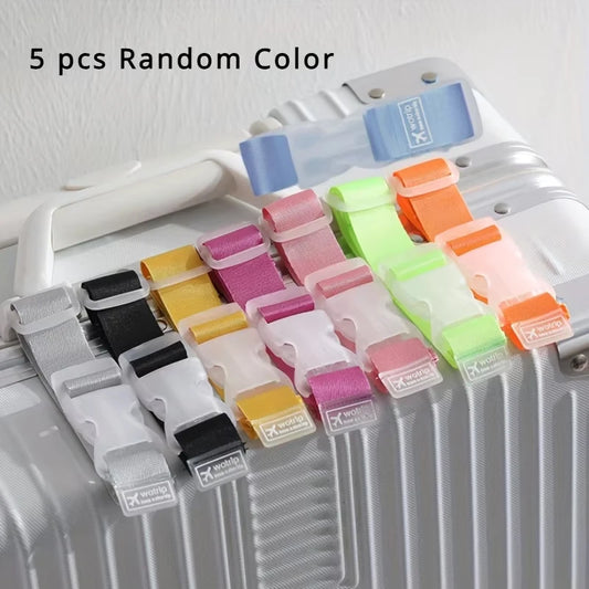 Multi-color Luggage Straps Adjustable Buckle Design Durable Travel Peaceful Pleasures Health and Wellness 5pcs random color