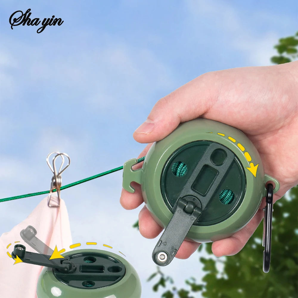 10M Retractable Clothesline Outdoor Travel Portable Clothes Drying Rack Windproof Washing Line For Camping Home Laundry Hanger Peaceful Pleasures Health and Wellness