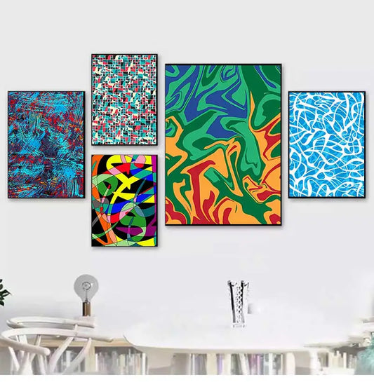 Classic Abstract Art Poster, Colorful Line Image Printing Canvas Art Painting, Used for Home Room Decoration Poster, Frameless Peaceful Pleasures Health and Wellness
