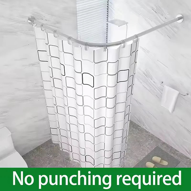 L-Shaped Extendable Shower Curtain Rod | Stainless Steel No-Drill