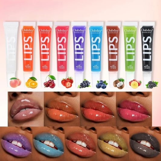9pcs Gifts for Women Makeup Moisturizing Mirror Fruit Lip Oil Natural Water Gloss Lip Gloss Ball Exaggerated Colors Peaceful Pleasures Health and Wellness