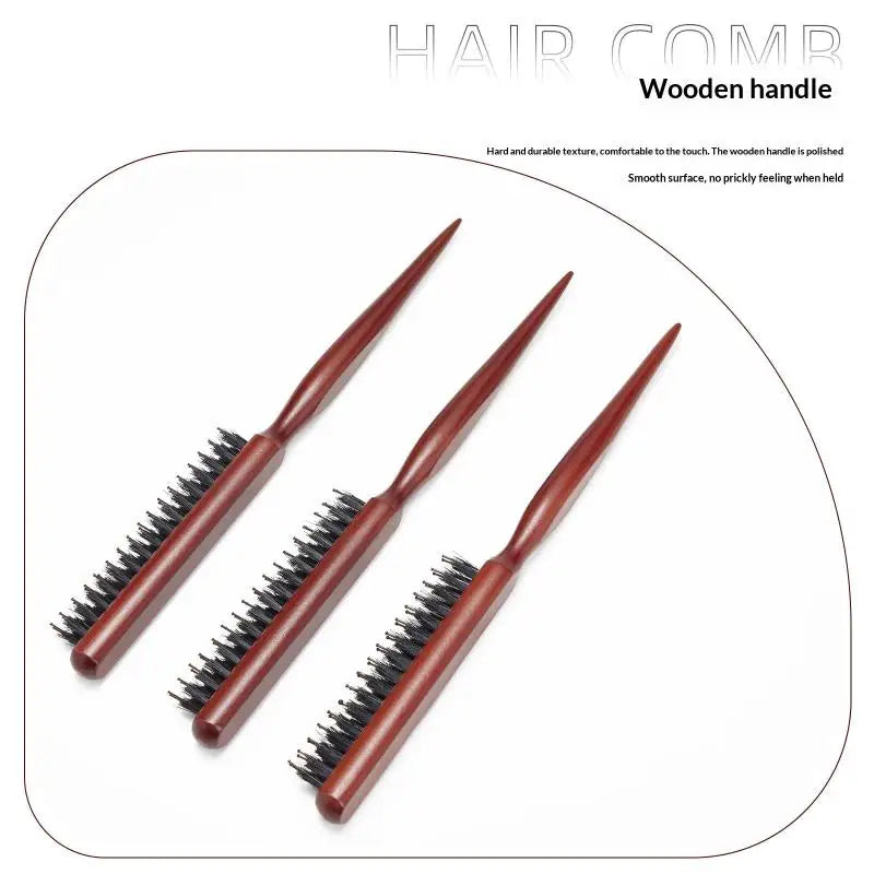 Wooden Handle Hair Comb Hairs Fluffy Three Rows Boar Bristle Combs Hairdressing Back Teasing Brushes Hairdressing Styling Tools Peaceful Pleasures Health and Wellness