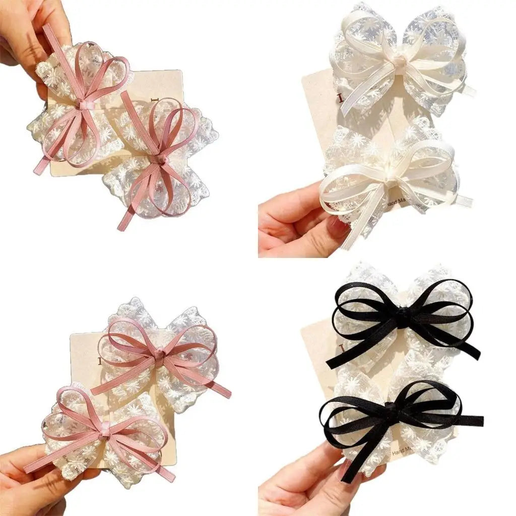 Lace Baby Hair Bows Hairpins – No-Slip Barrettes for Girls 2pc