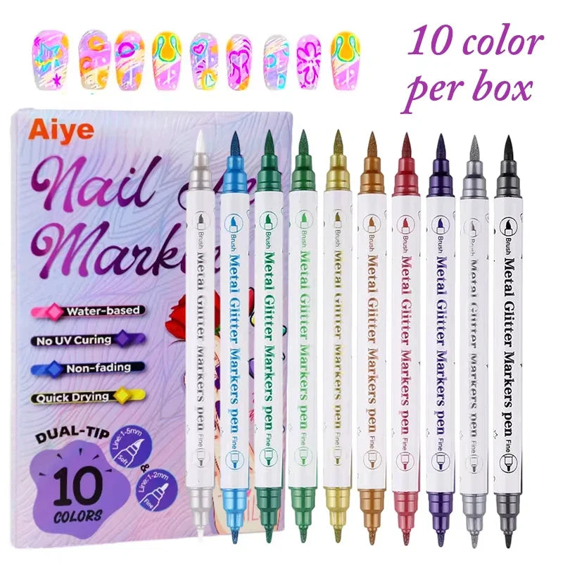 12-Piece Acrylic Nail Art Pens – 12 Color 3D Graffiti Liner Set