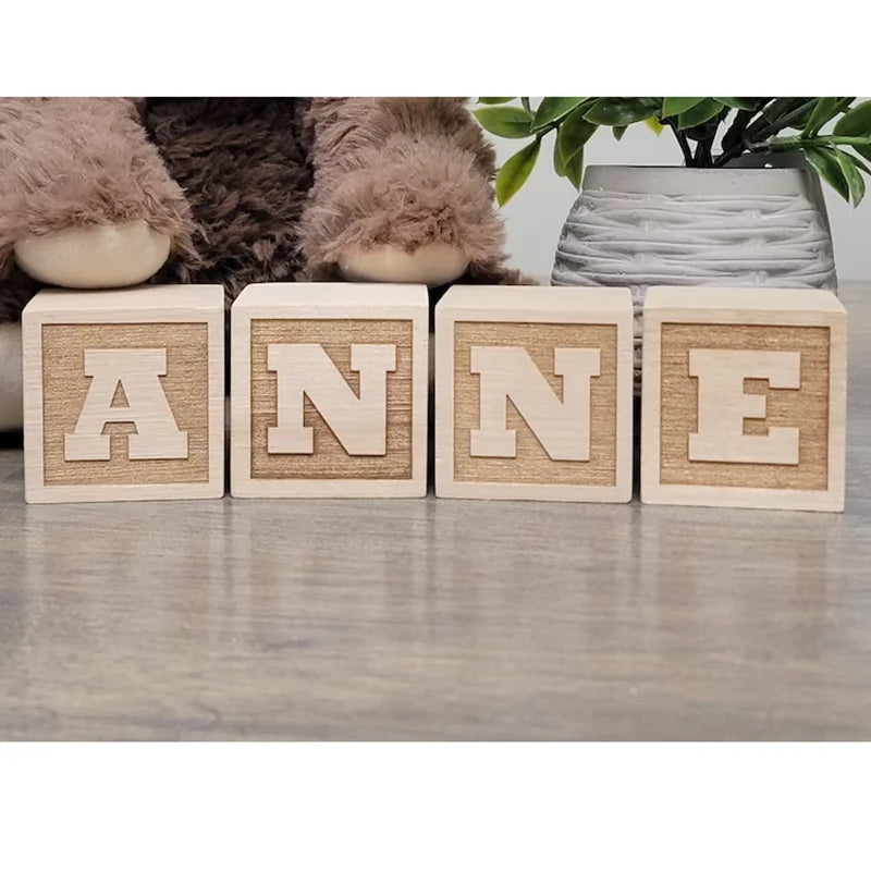 Custom Engraved Wooden Name Blocks | Baby Nursery Gift