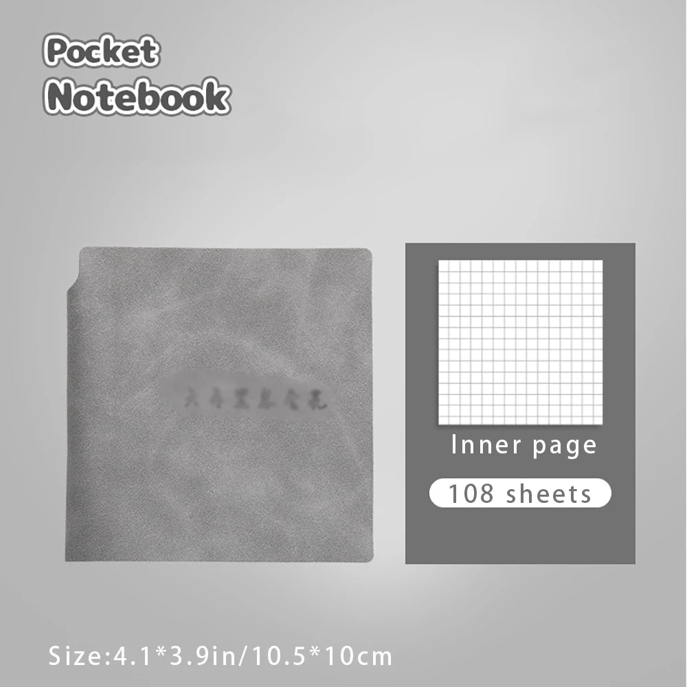 Portable Square Notebook Leather Surface Thickened 108 Sheets Student