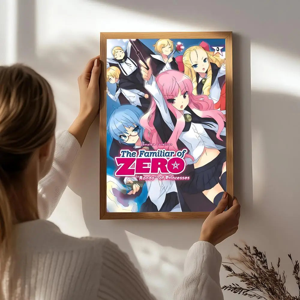 Anime T-The Familiar of Zero Poster HD Self Adhesive Waterproof Wall Art Ideal for Home Office Dorm Bedroom Great Gift Peaceful Pleasures Health and Wellness White7 15X20cmNoframe