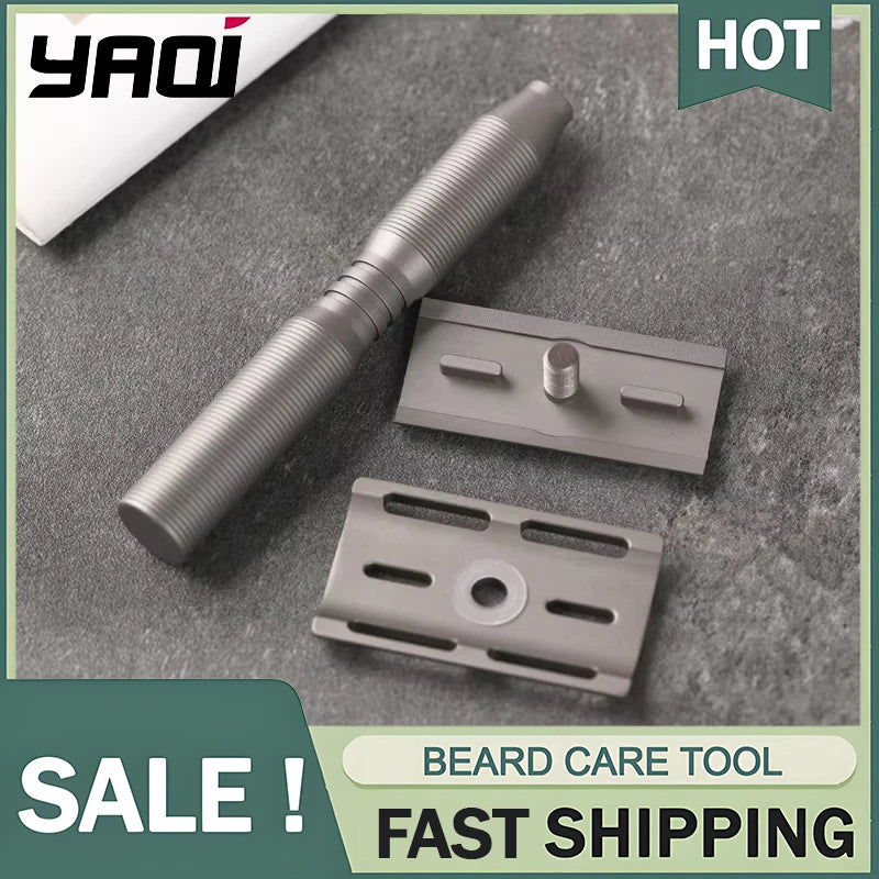 YAQI Ghost Titanium Light Weight Safety Razor With 0.70mm Blade Gap Lightweight Durability Provide Comfortable Shave Experience Peaceful Pleasures Health and Wellness