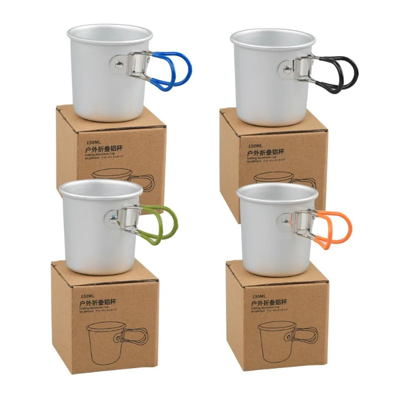 150ml Aluminum Alloy Folding Camping Cup Lightweight Portable Outdoor Mug for Beer Coffee Suitable for Camping Hiking Traveling Peaceful Pleasures Health and Wellness