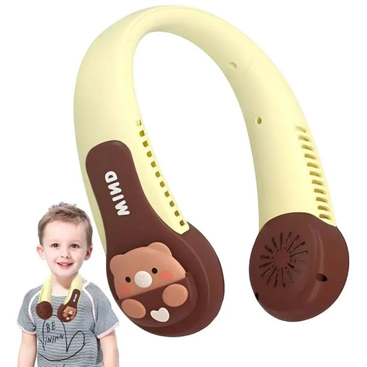 Kids Bladeless Neck Fan | Cartoon Animal, 3 Speeds, 1200mAh Kids Neck Fan Peaceful Pleasures Health and Wellness