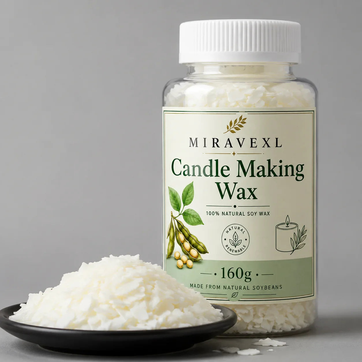 MIRAVEXL Natural Soy Wax Flakes 160g & Pearl Shimmer Pigment