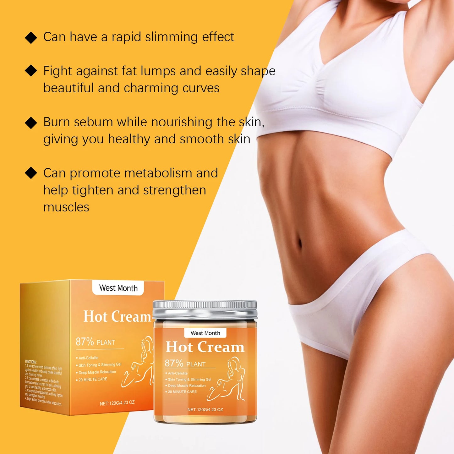 Anti-Cellulite Hot Cream Fat Burner Body Sculpting 120g