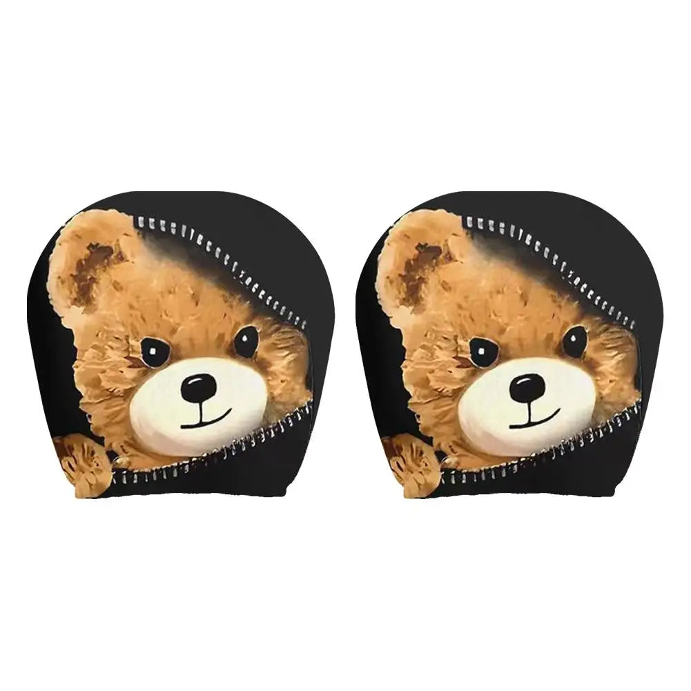 2PCS Funny Animal Car Headrest Covers Universal Auto Seat Neck Pillowcase Cute Cat Dog Monkey Pattern Interior Decor for Sedan Peaceful Pleasures Health and Wellness H
