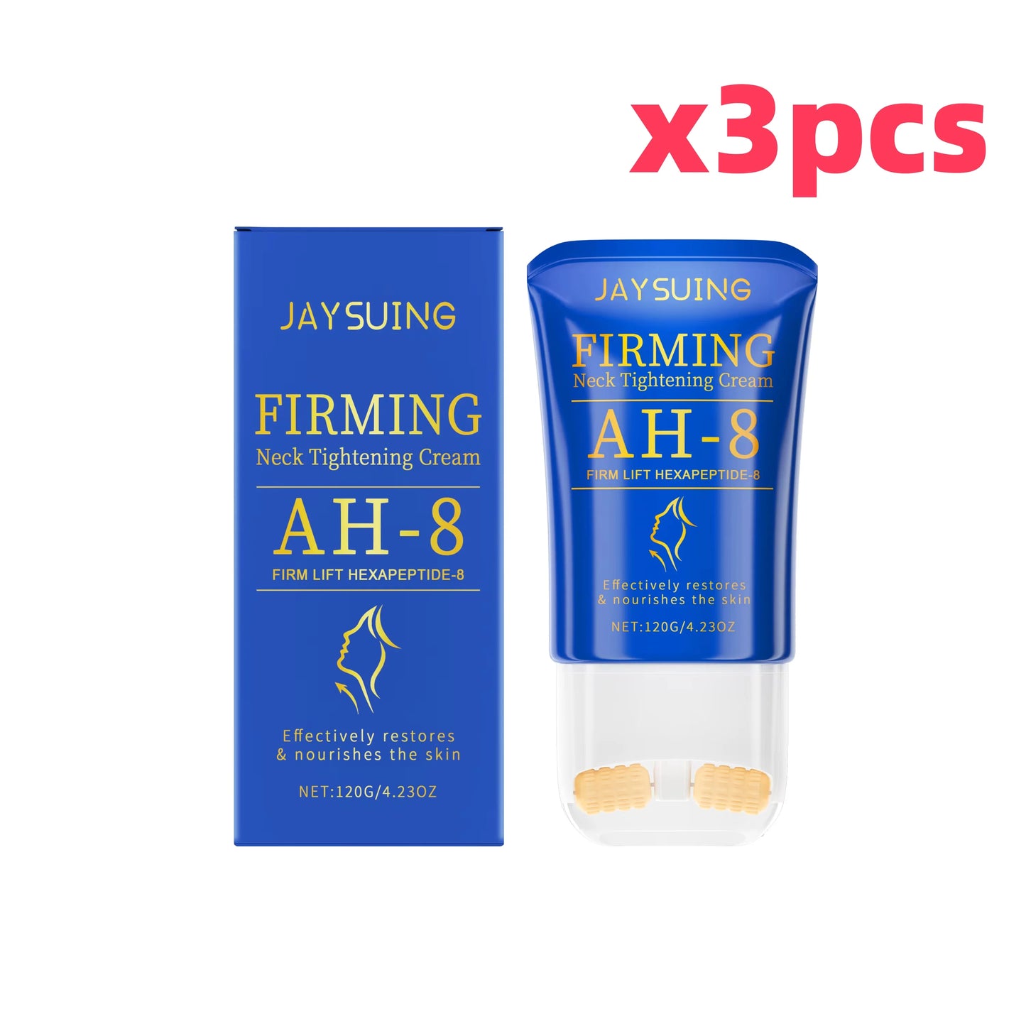 Neck Roller Cream Lift Firm Moisturize Brighten Neck Skin Remove Double Chins Reduce Fine Lines Anti-Wrinkle V-Shaped Face Cream Peaceful Pleasures Health and Wellness 120g boxedx3pcs 120g