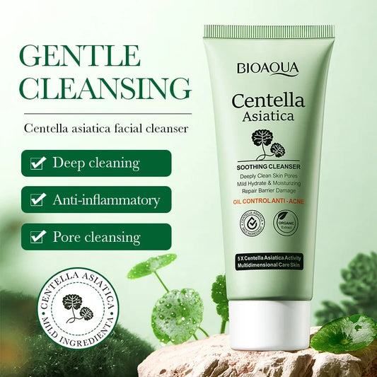 BIOAOUA Nourishing Centella Asiatica Facial Cleanser for Deep Pore Cleansing and Soothing Skin Care 100g Peaceful Pleasures Health and Wellness Default Title
