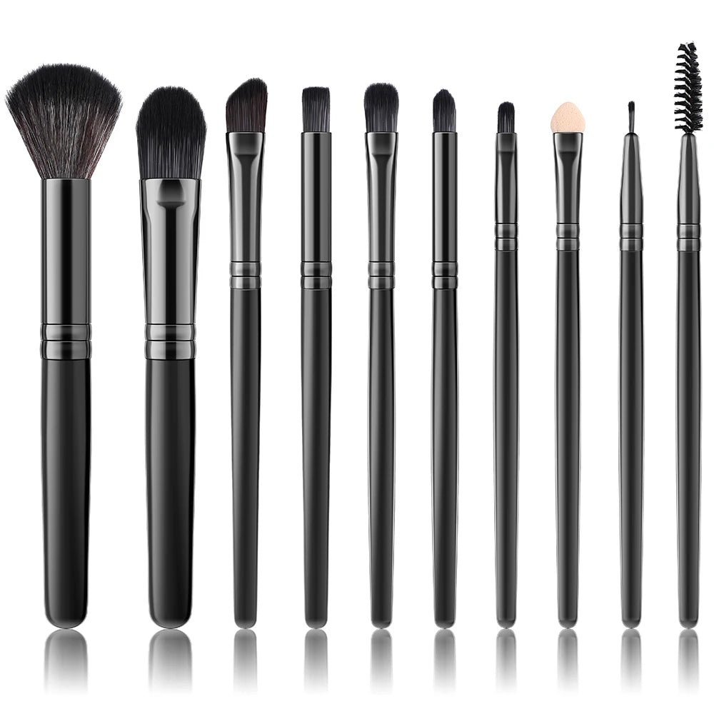 RUNTOIN 10-Piece Travel Makeup Brush Set – Soft & Fluffy Makeup Brush Set Peaceful Pleasures Health and Wellness LD2-10PCS-BK