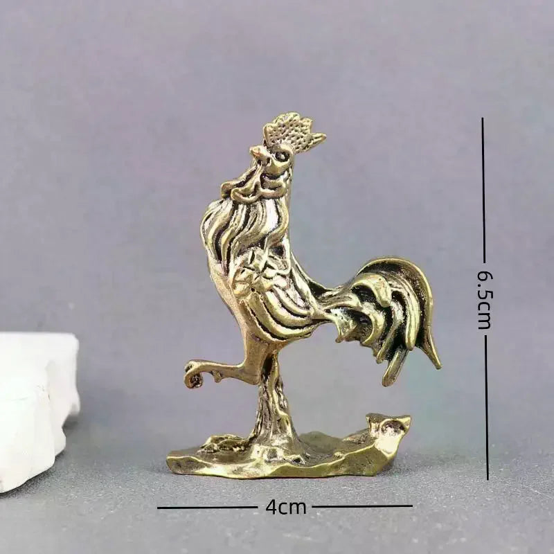 Metal Brass Rooster Sculpture – Feng Shui Good Luck Home Decor