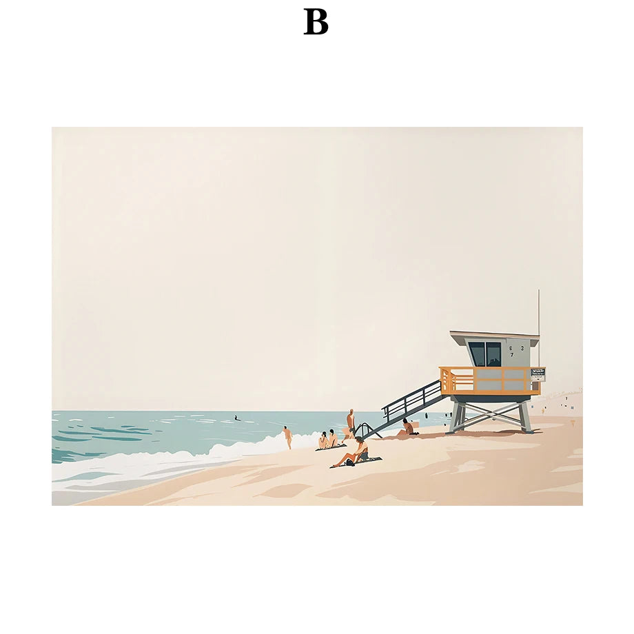 Watercolor Beach Holiday Canvas Wall Art | Nordic Poster